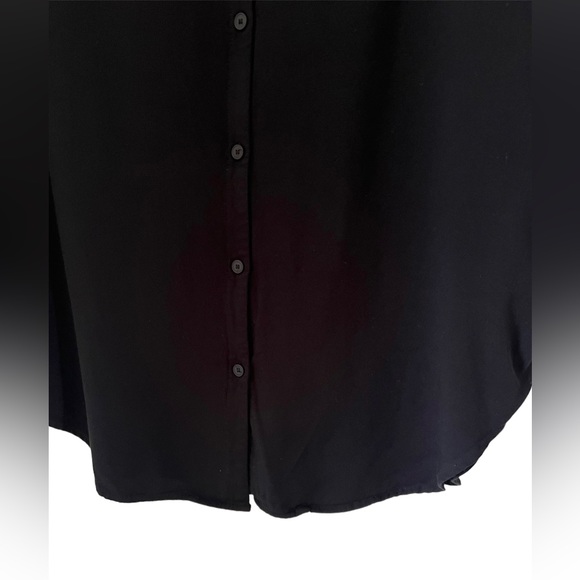 Oak + FORT Button Front Mini Midi Coverup Dress Shirtdress Black S - Picture 7 of 9